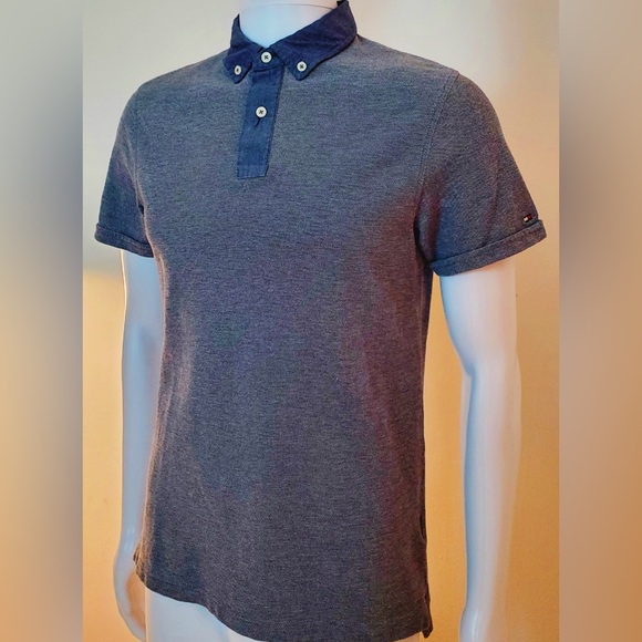 Tommy Hilfiger Light Blue Gray Buttoned Polo Shirt Short Sleeves New - Picture 3 of 12